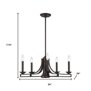 HomeRoots Bronze Six-Light Dimmable Chandelier with Cylinder Shades for Elegant Home Illumination and Style 687897