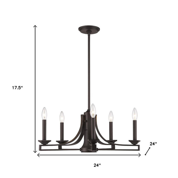 HomeRoots Bronze Six-Light Dimmable Chandelier with Cylinder Shades for Elegant Home Illumination and Style 687897