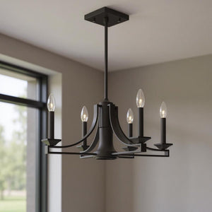 HomeRoots Bronze Nine-Light Dimmable Chandelier - Elegant Ambient Lighting for Dining Rooms & Entryways 687899