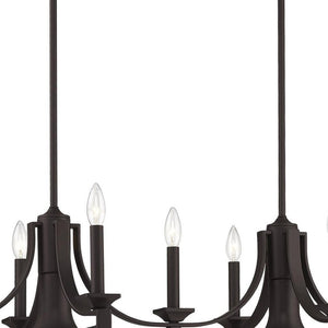HomeRoots Bronze Nine-Light Dimmable Chandelier - Elegant Ambient Lighting for Dining Rooms & Entryways 687899