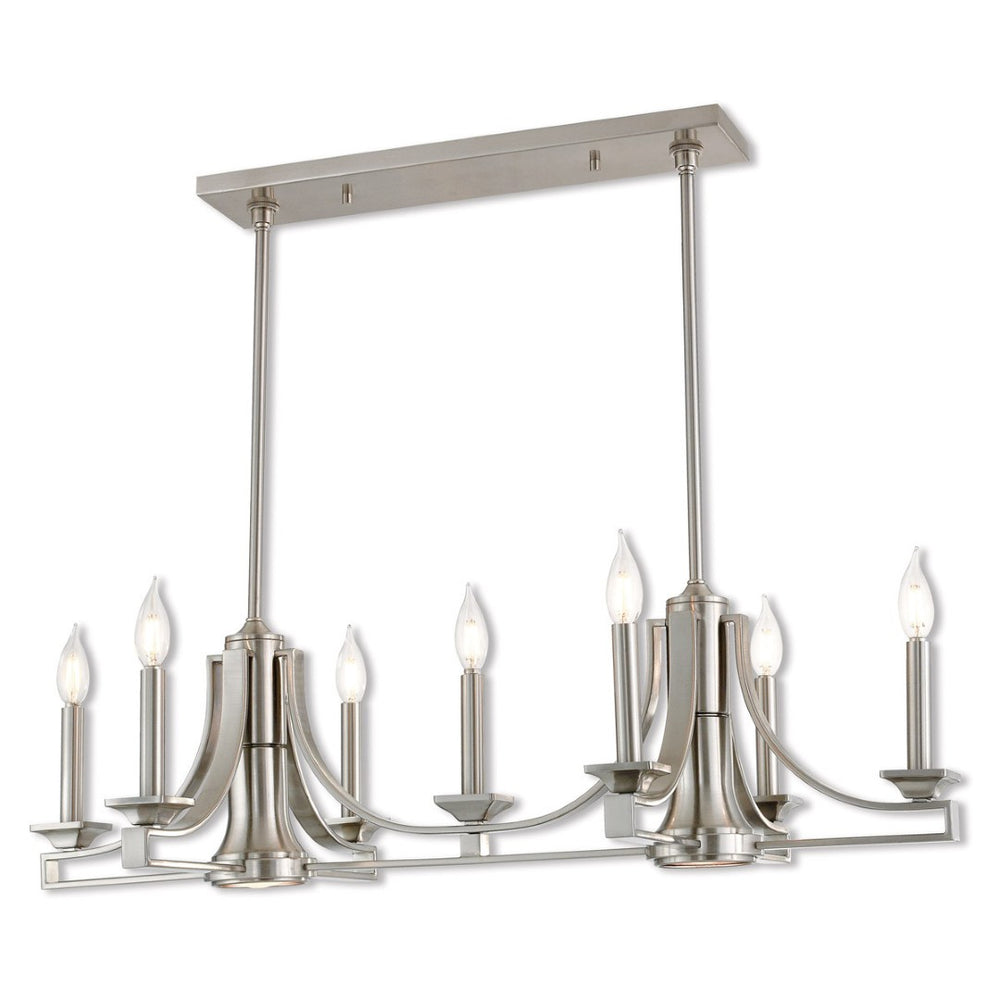 HomeRoots Nickel Nine-Light Dimmable Chandelier with Unique Cylinder Shades for Elegant Home Ambiance 687900