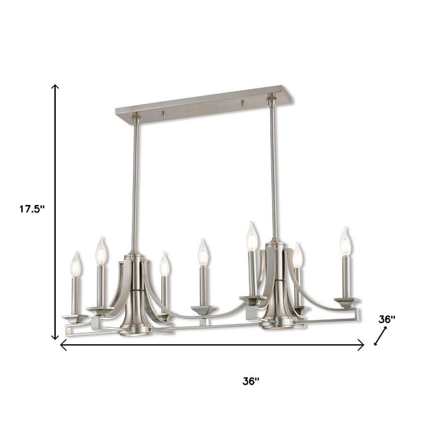 HomeRoots Nickel Nine-Light Dimmable Chandelier with Unique Cylinder Shades for Elegant Home Ambiance 687900