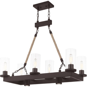 HomeRoots Bronze Eight-Light Dimmable Chandelier with Unique Cylinder Shades for Elegant Ambiance & Style 687902