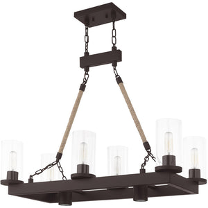 HomeRoots Bronze Eight-Light Dimmable Chandelier with Unique Cylinder Shades for Elegant Ambiance & Style 687902