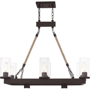 HomeRoots Bronze Eight-Light Dimmable Chandelier with Unique Cylinder Shades for Elegant Ambiance & Style 687902