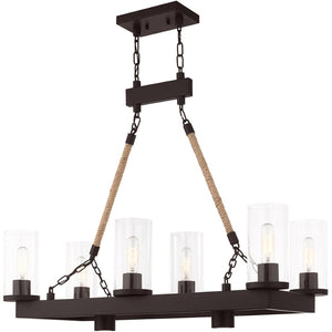 HomeRoots Bronze Eight-Light Dimmable Chandelier with Unique Cylinder Shades for Elegant Ambiance & Style 687902