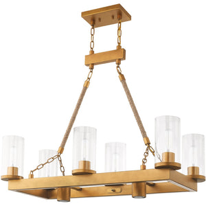 HomeRoots Eight Light Dimmable Chandelier - Elegant Steel Design with Cylinder Shades for Modern Spaces 687903