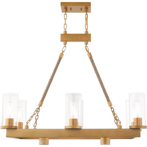 HomeRoots Eight Light Dimmable Chandelier - Elegant Steel Design with Cylinder Shades for Modern Spaces 687903