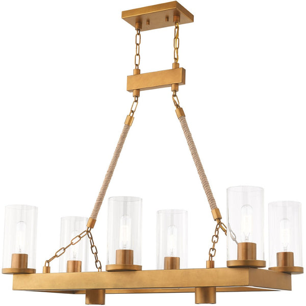 HomeRoots Eight Light Dimmable Chandelier - Elegant Steel Design with Cylinder Shades for Modern Spaces 687903