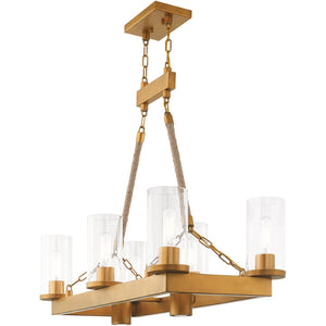 HomeRoots Eight Light Dimmable Chandelier - Elegant Steel Design with Cylinder Shades for Modern Spaces 687903