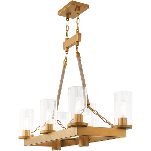 HomeRoots Eight Light Dimmable Chandelier - Elegant Steel Design with Cylinder Shades for Modern Spaces 687903