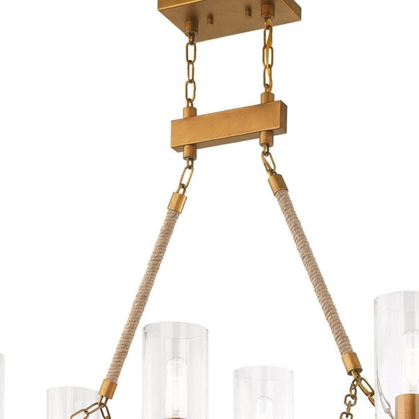 HomeRoots Eight Light Dimmable Chandelier - Elegant Steel Design with Cylinder Shades for Modern Spaces 687903