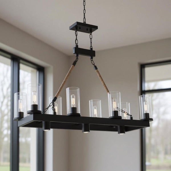 HomeRoots Bronze Eleven-Light Dimmable Chandelier - Elegant Cylinder Design for Modern Home Ambiance 687904