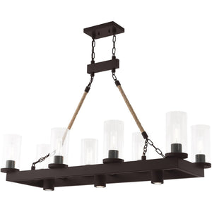 HomeRoots Bronze Eleven-Light Dimmable Chandelier - Elegant Cylinder Design for Modern Home Ambiance 687904