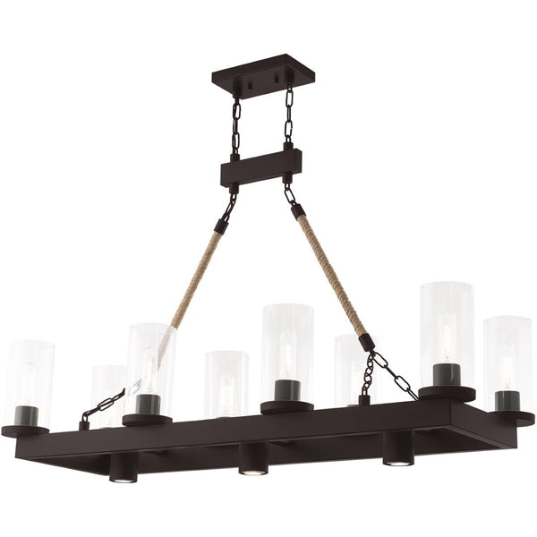 HomeRoots Bronze Eleven-Light Dimmable Chandelier - Elegant Cylinder Design for Modern Home Ambiance 687904