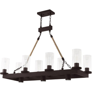 HomeRoots Bronze Eleven-Light Dimmable Chandelier - Elegant Cylinder Design for Modern Home Ambiance 687904
