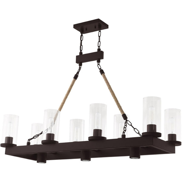 HomeRoots Bronze Eleven-Light Dimmable Chandelier - Elegant Cylinder Design for Modern Home Ambiance 687904
