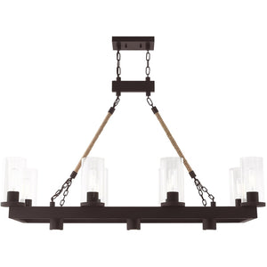 HomeRoots Bronze Eleven-Light Dimmable Chandelier - Elegant Cylinder Design for Modern Home Ambiance 687904