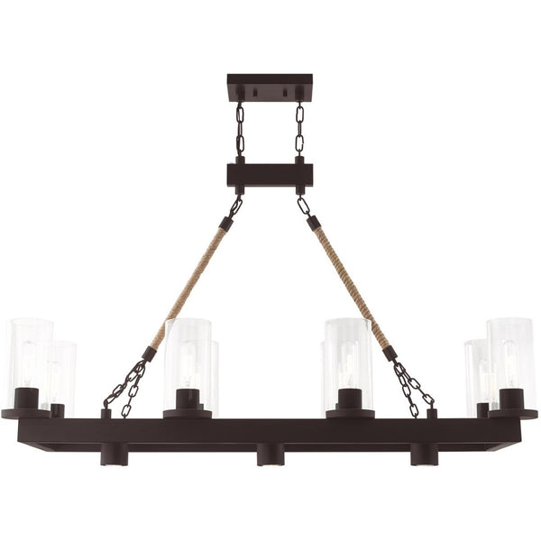 HomeRoots Bronze Eleven-Light Dimmable Chandelier - Elegant Cylinder Design for Modern Home Ambiance 687904