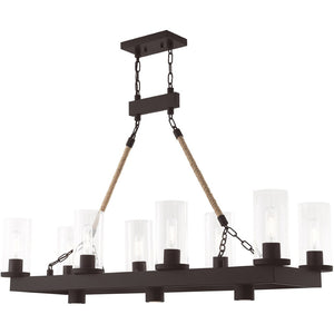 HomeRoots Bronze Eleven-Light Dimmable Chandelier - Elegant Cylinder Design for Modern Home Ambiance 687904