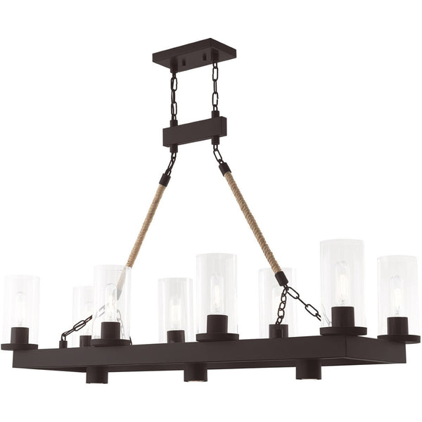 HomeRoots Bronze Eleven-Light Dimmable Chandelier - Elegant Cylinder Design for Modern Home Ambiance 687904