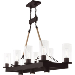 HomeRoots Bronze Eleven-Light Dimmable Chandelier - Elegant Cylinder Design for Modern Home Ambiance 687904