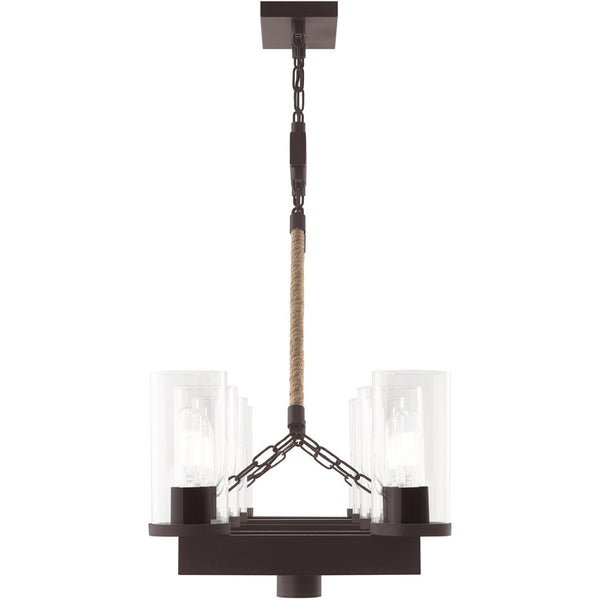 HomeRoots Bronze Eleven-Light Dimmable Chandelier - Elegant Cylinder Design for Modern Home Ambiance 687904