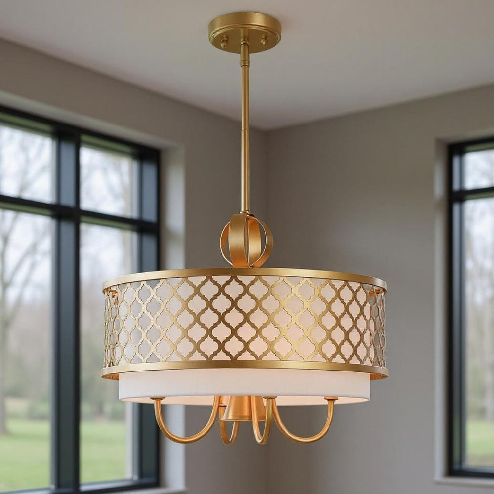 HomeRoots Five Light Dimmable Chandelier - Modern Industrial Steel Fixture for Stylish Living Spaces & Dining Rooms 687905