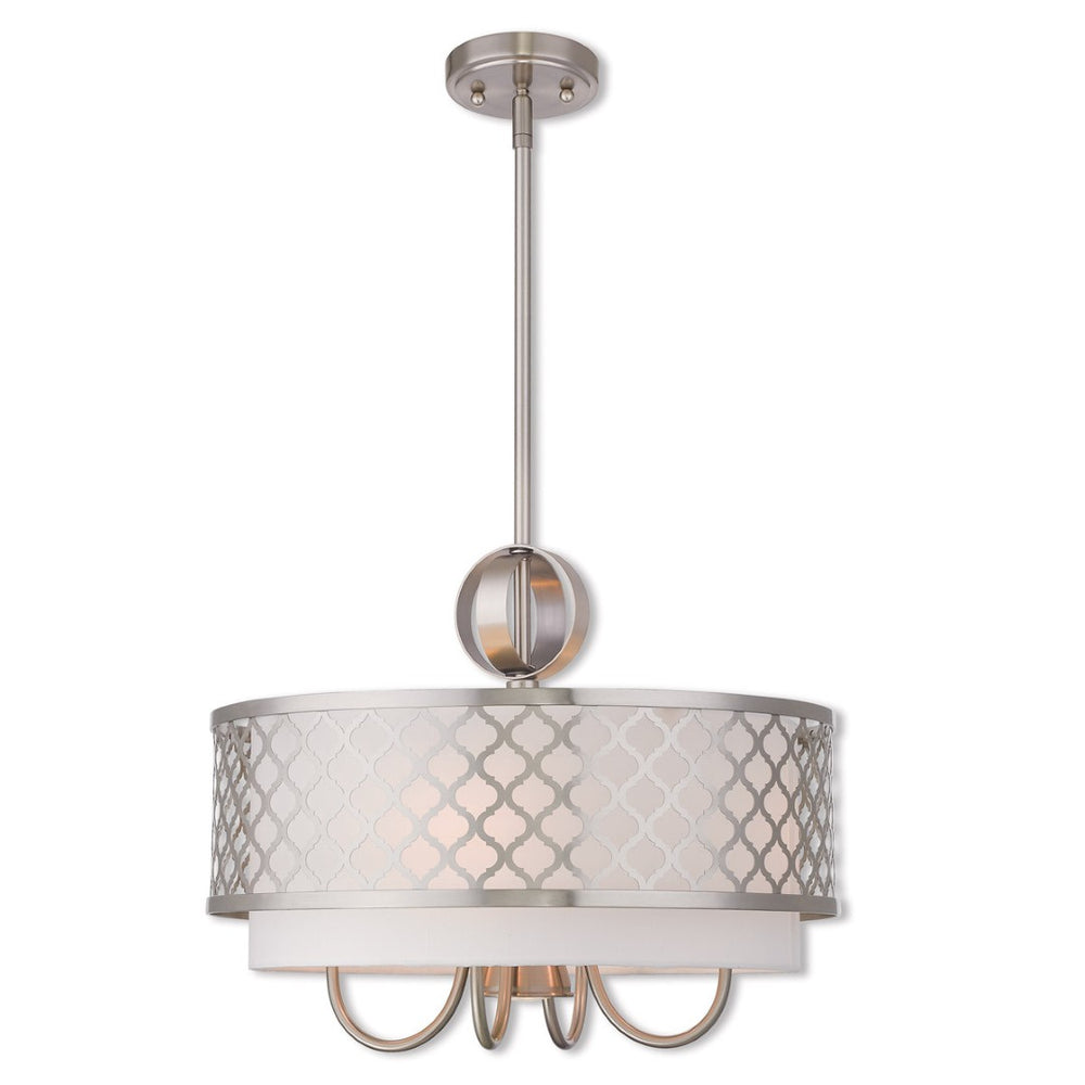 HomeRoots Five Light Dimmable Chandelier - Modern Cylindrical Design with Steel Shades for Any Room Ambiance 687906