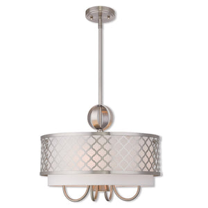 HomeRoots Five Light Dimmable Chandelier - Modern Cylindrical Design with Steel Shades for Any Room Ambiance 687906