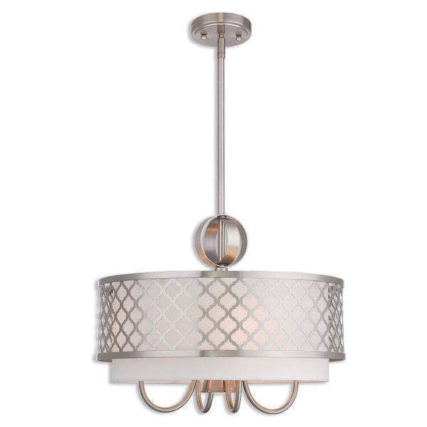 HomeRoots Five Light Dimmable Chandelier - Modern Cylindrical Design with Steel Shades for Any Room Ambiance 687906