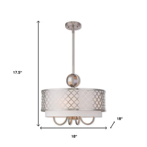 HomeRoots Five Light Dimmable Chandelier - Modern Cylindrical Design with Steel Shades for Any Room Ambiance 687906