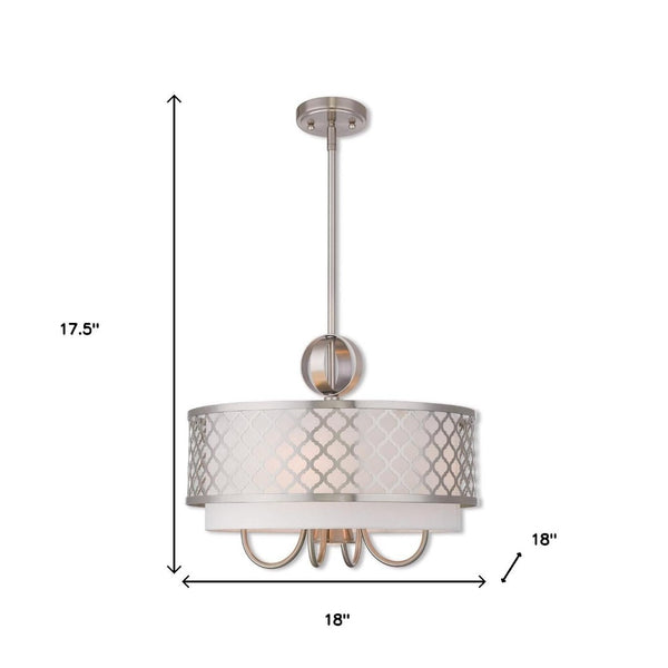 HomeRoots Five Light Dimmable Chandelier - Modern Cylindrical Design with Steel Shades for Any Room Ambiance 687906