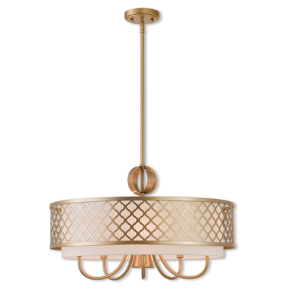 HomeRoots Six Light Dimmable Chandelier - Modern Cylindrical Shades for Versatile Ambient & Task Lighting 687907