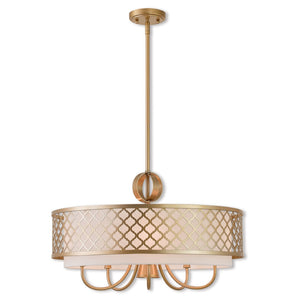 HomeRoots Six Light Dimmable Chandelier - Modern Cylindrical Shades for Versatile Ambient & Task Lighting 687907