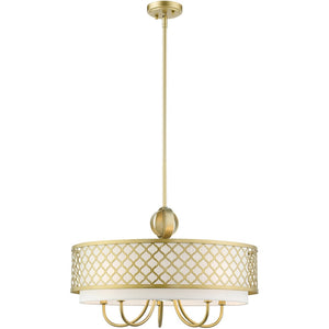HomeRoots Six Light Dimmable Chandelier - Modern Cylindrical Shades for Versatile Ambient & Task Lighting 687907