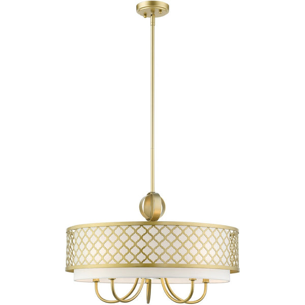 HomeRoots Six Light Dimmable Chandelier - Modern Cylindrical Shades for Versatile Ambient & Task Lighting 687907