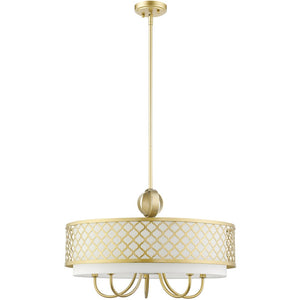 HomeRoots Six Light Dimmable Chandelier - Modern Cylindrical Shades for Versatile Ambient & Task Lighting 687907