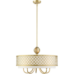 HomeRoots Six Light Dimmable Chandelier - Modern Cylindrical Shades for Versatile Ambient & Task Lighting 687907