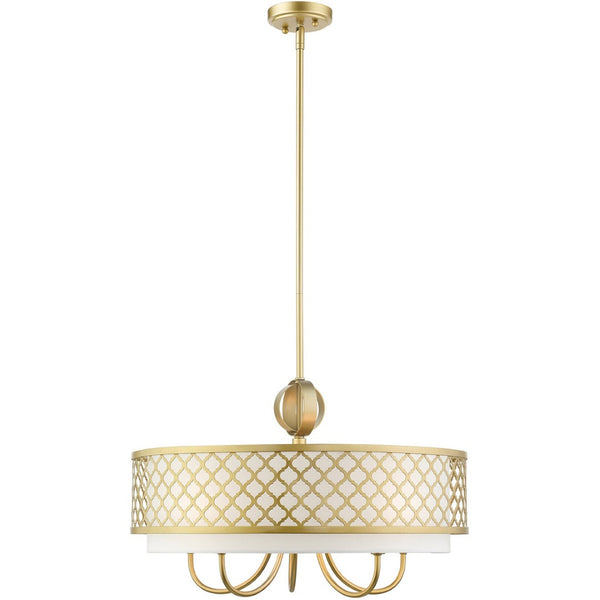 HomeRoots Six Light Dimmable Chandelier - Modern Cylindrical Shades for Versatile Ambient & Task Lighting 687907