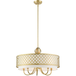 HomeRoots Six Light Dimmable Chandelier - Modern Cylindrical Shades for Versatile Ambient & Task Lighting 687907