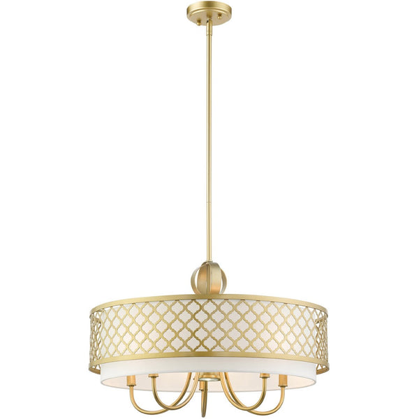 HomeRoots Six Light Dimmable Chandelier - Modern Cylindrical Shades for Versatile Ambient & Task Lighting 687907