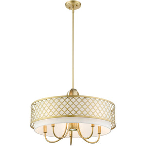 HomeRoots Six Light Dimmable Chandelier - Modern Cylindrical Shades for Versatile Ambient & Task Lighting 687907
