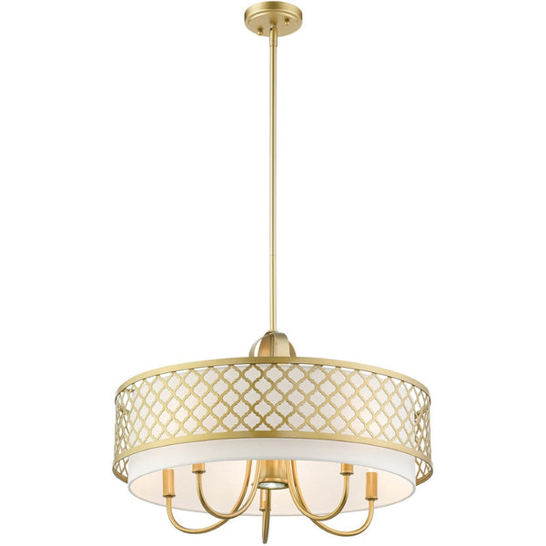 HomeRoots Six Light Dimmable Chandelier - Modern Cylindrical Shades for Versatile Ambient & Task Lighting 687907