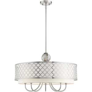 HomeRoots Six Light Dimmable Chandelier - Modern Cylindrical Steel Shades for Adjustable Ambiance & Style 687908
