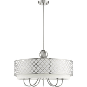 HomeRoots Six Light Dimmable Chandelier - Modern Cylindrical Steel Shades for Adjustable Ambiance & Style 687908