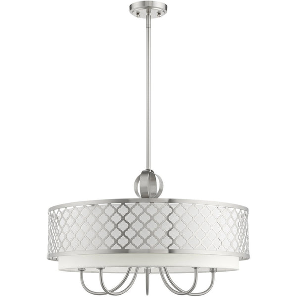 HomeRoots Six Light Dimmable Chandelier - Modern Cylindrical Steel Shades for Adjustable Ambiance & Style 687908