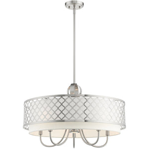 HomeRoots Six Light Dimmable Chandelier - Modern Cylindrical Steel Shades for Adjustable Ambiance & Style 687908
