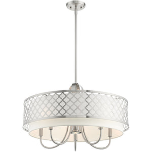 HomeRoots Six Light Dimmable Chandelier - Modern Cylindrical Steel Shades for Adjustable Ambiance & Style 687908