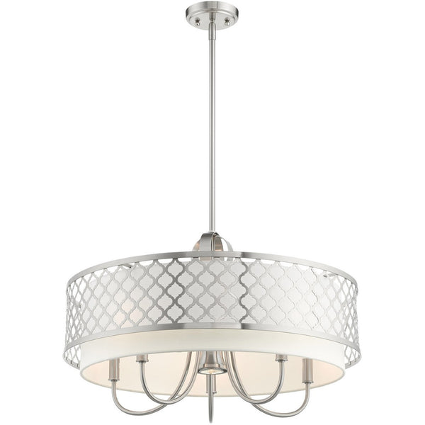 HomeRoots Six Light Dimmable Chandelier - Modern Cylindrical Steel Shades for Adjustable Ambiance & Style 687908
